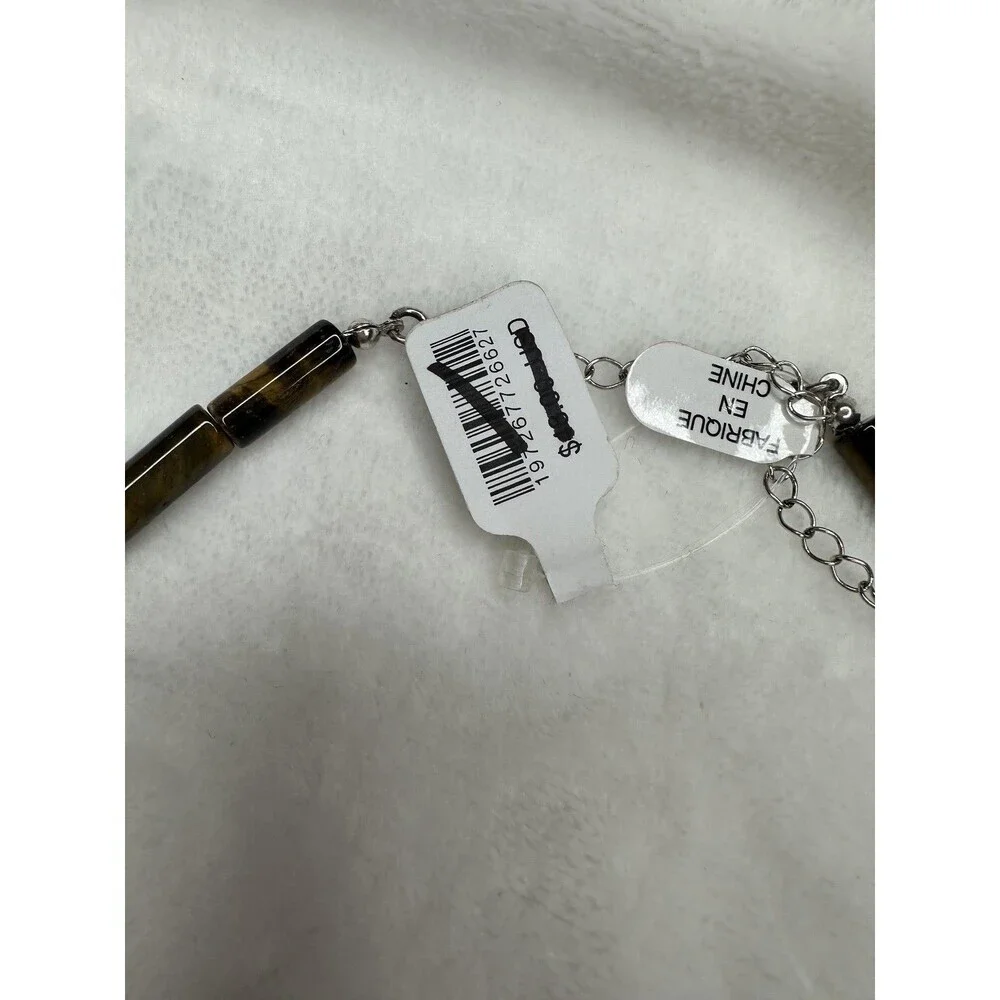 NEW Free People Birdie Choker Necklace Brown Silver Neutral Bohemian Layering